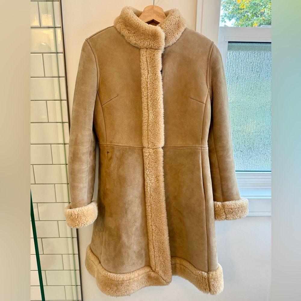 100% Shearling Coat - Tan